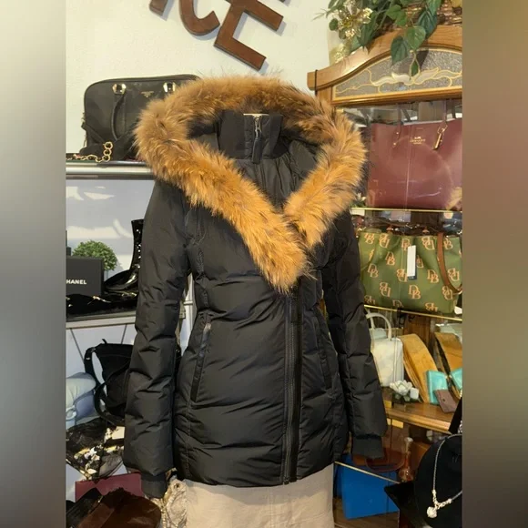 🖤Gorgeous Great USED Condition S Mackage Montreal Down Filled Fur Leather Coat - Picture 3 of 14
